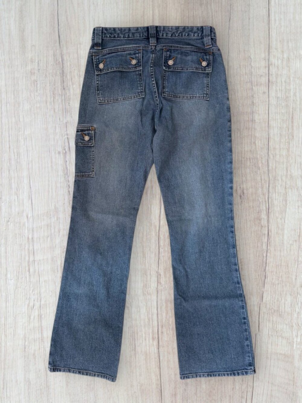 Old Navy Vintage Y2K Cargo Boot Cut Flare Jeans Size 6 Fall 2002 Medium Wash - Picture 2 of 7